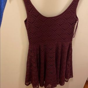 Cute patterned maroon dress